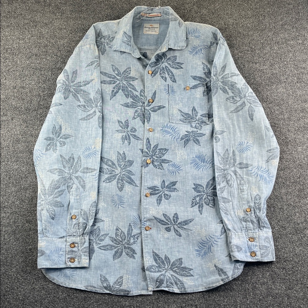Tommy Bahama 100% Linen Hawaiian Chambray Look Men’s long sleeve button shirt